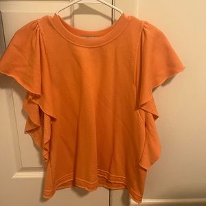 Michael Stars orange ruffle sleeve top
